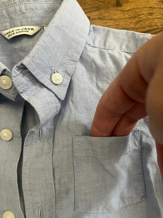 Janie and Jack Light Blue Button-Down Shirt for Kids - Picture 3 of 5